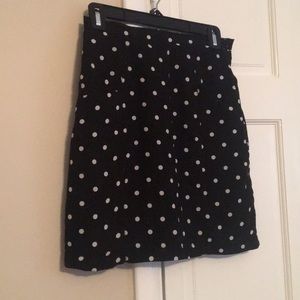 Navy and white polka dot skirt